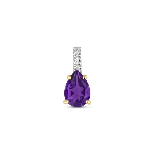 Diamond & Amethyst Pendant 0.66ct - 9ct Gold